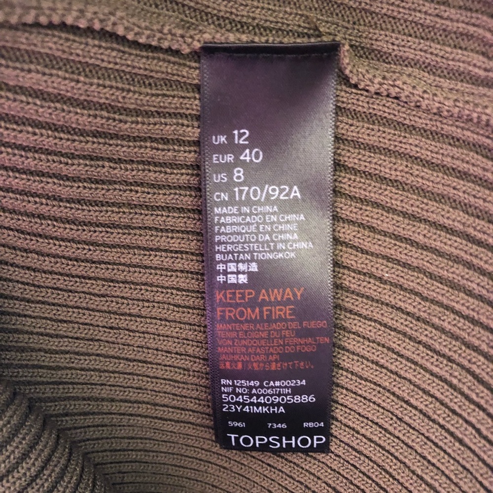 NWT TopShop Zip Sleeve Funnel Neck Sweater Olive - Picture 8 of 8